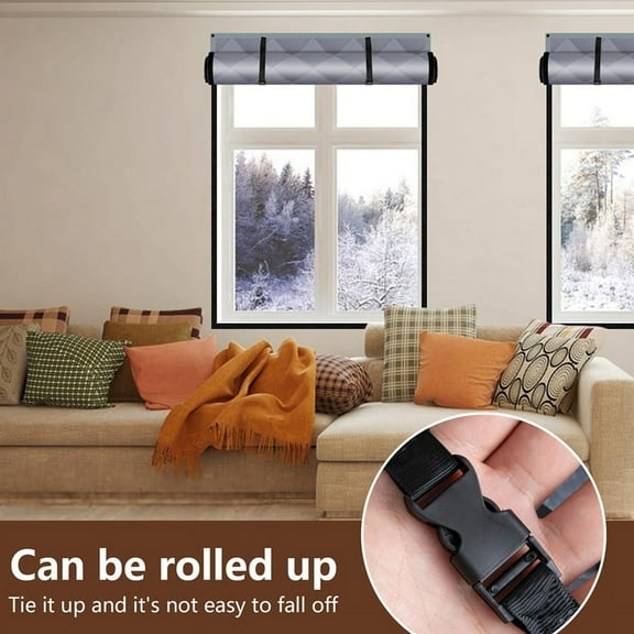 3 Layer Winter Insulated Window Cover-63x47 Inch Oxford Thermal Blanket with Fastener-Window Insulation