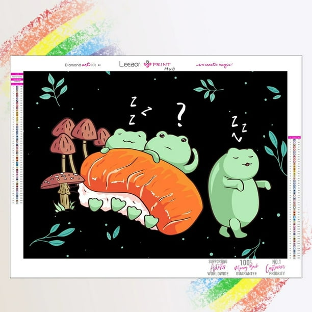 Pintura de diamantes de dibujos animados, imagen Kawaii de rana, Kits de punto de cruz, bordado de diamantes completo, decoración de mosaico, regalo de cumpleaños para niños