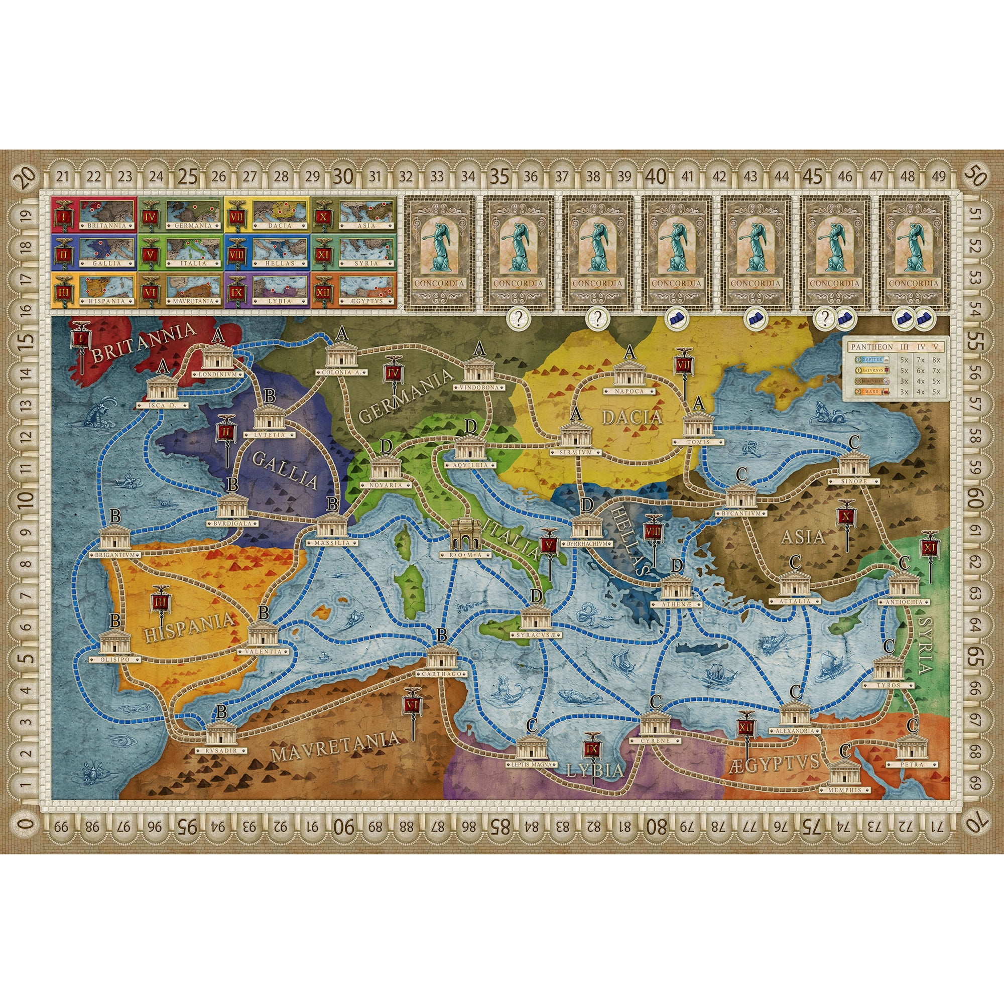 Rio Grande Games: Concordia - Historical Strategy Board Game, Build A Roman Dynasty, Fun Personality Cards, Peaceful Gameplay, Ages 12+, 2-5 Players