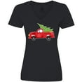 thumbnail image 3 of Inktastic Christmas Vintage Truck with Christmas Tree Women's V-Neck T-Shirt, 3 of 5