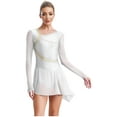 thumbnail image 1 of MSemis Figurine en Maille avec Strass pour Femmes Patinage sur Glace Robe de Danse Patineuse Ballet Justaucorps Blanc TG, 1 of 5