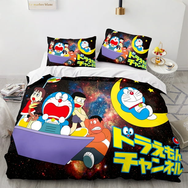 Doraemon Anime Bedding Sets 3d Printed Duvet Cover Cartoon Bedroom Bed