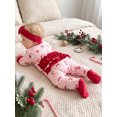 thumbnail image 4 of Lairauiy Infant Baby Girl Christmas Romper Printed Long Sleeve Footed Jumpsuit Headband 0-18 Months, 4 of 9