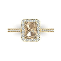 1.86 ct Emerald Cut Yellow Moissanite Solitaire with Simulated Diamond Accents 18K Yellow Gold Womens Engagement Ring