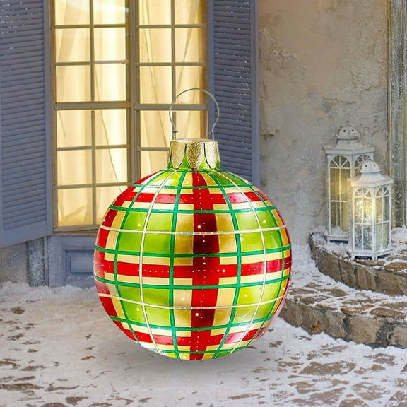 Christmas Decor 24 Inches Giant Inflatable Christmas Balls Outdoor Christmas Pvc Inflatable Decorated Balls Decorations for Holiday Garden Indoor and Outdoor Ornaments
