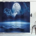 thumbnail image 1 of Ambesonne Moon Shower Curtain, Full Moon and Calm Sea, 69"Wx75"L, Navy Blue White, 1 of 3