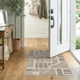 thumbnail image 2 of ODIKA 2'x3' Beige Mushroom Natural Geometric Abstract Washable Accent Rug Contemporary Grid Pattern With Curved Lines Pet Friendly, Bedside Mat for Bedroom, Nursery, RV, 2 of 7