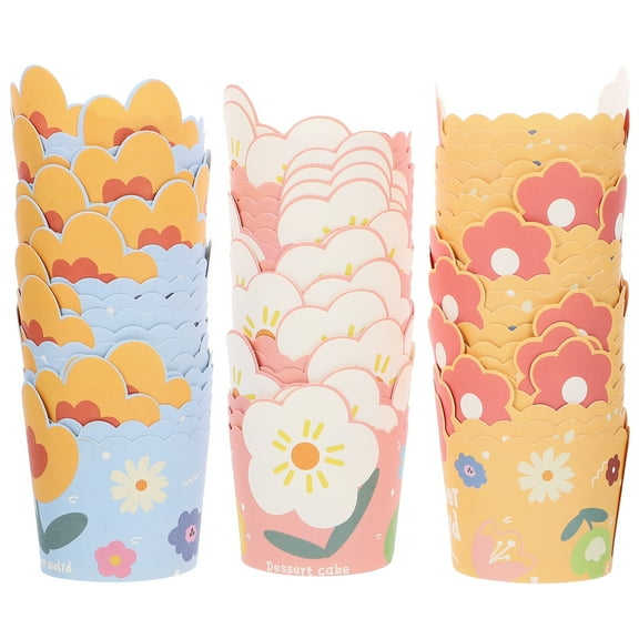 ONAPARTER 75 Pcs Paper Cup Cake Packing Cupcake Liners Baking Dessert Wrapper Party Muffin Holders Cups (As Shown)