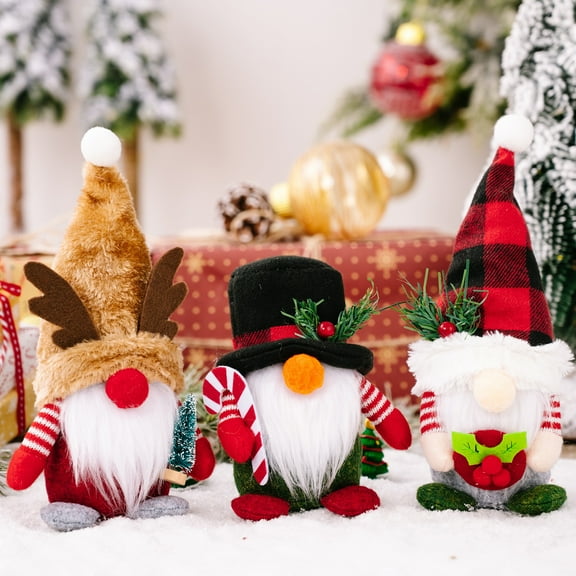 3Pcs Christmas Santa Gnomes Decorations Handmade Swedish Plush Santa Gnomes Dwarf Doll for Xmas Home Office Table Holiday Presents Decor