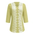 thumbnail image 4 of TKLPEHG 3/4 Length Sleeve Eyelet Womens Tops Lace Scallop Embroidery Shirts Dressy Casual Blouses Elegant Comfy Fall Outfits (Yellow,XXL), 4 of 5