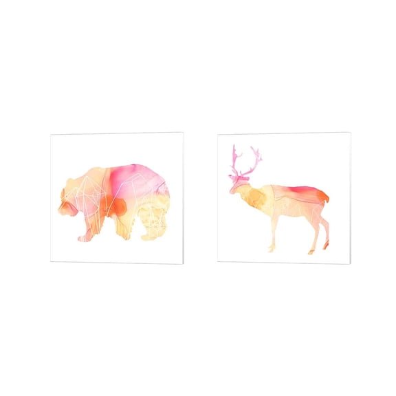 Great Art Now Agate Animal A by June Erica Vess 2 Piece Canvas Art Set Each 14"W x 14"H