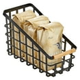thumbnail image 6 of mDesign Slim Slanted Metal Kitchen Bin Basket, Wood Handle, Matte Black/Natural, 6 of 7