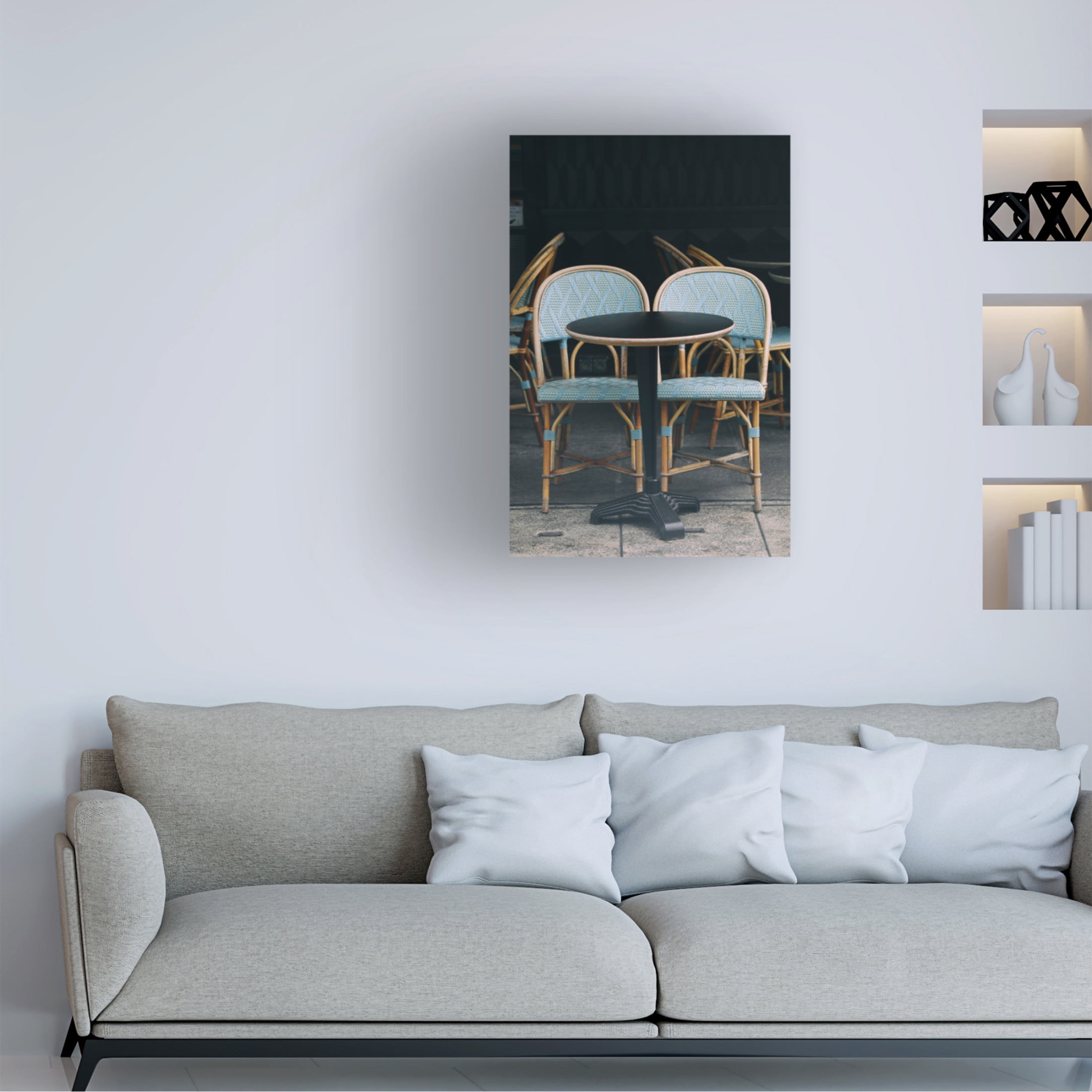 Canvas Wall Art - Carina Okula 'Perfect Paris People Watching Cafe' Wall Art for Living Room, Bedroom, or Office Décor by Trademark Fine Art - 12 x 19 Inches