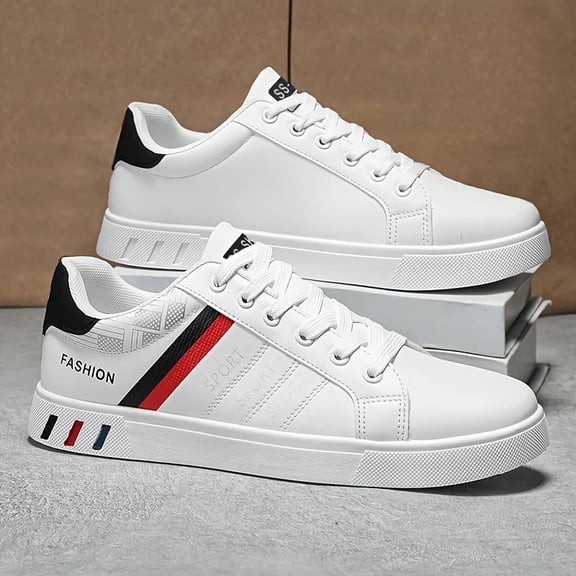 Men's Low Top Skate Sneakers, Lace Up Fashion Casual Board Shoes for Daily Street Wear