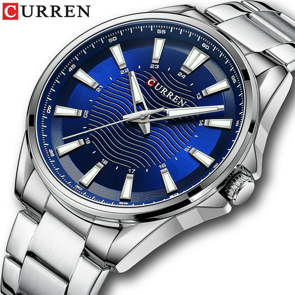 CURREN 8424 Men Classic Green Quartz Stainless Steel Watch Fashion Simple Luminous Men's Wristwatch