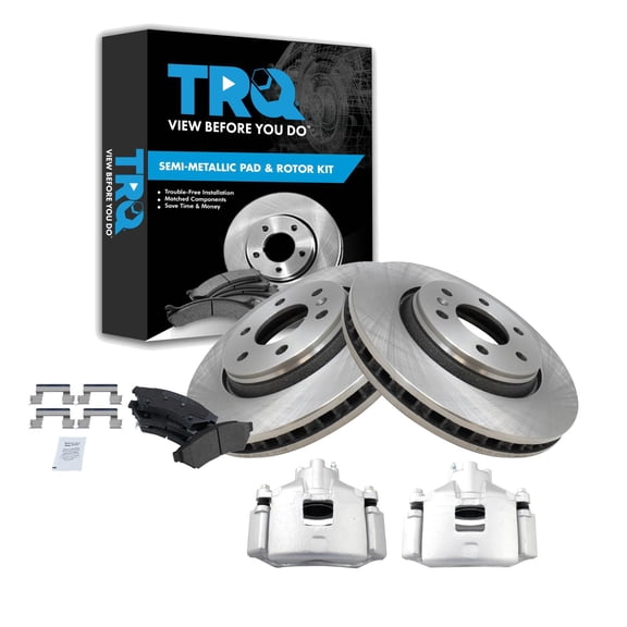 TRQ Front Brake Pad & Rotor Kit Brake Caliper Brake Pads Brake Rotor Semi-Metallic Fits Select 2005-2007 Buick Terraza 2006-2008 Chevrolet Uplander 2006 Pontiac Montana 2006-2007 Saturn Relay