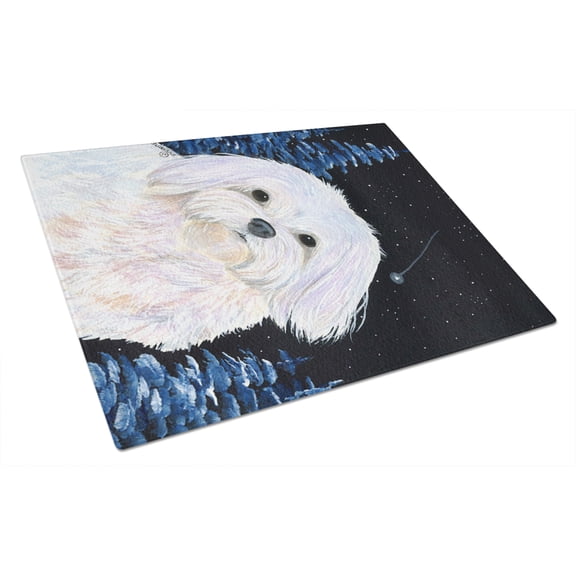Caroline's Treasures Starry Night Maltese Glass Cutting Board Large
