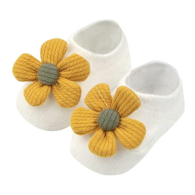 Chaussettes Adorables pour Filles à Nœud Floral Dessin Animé Antidérapantes pour Bébé Tout-Petit Confort et