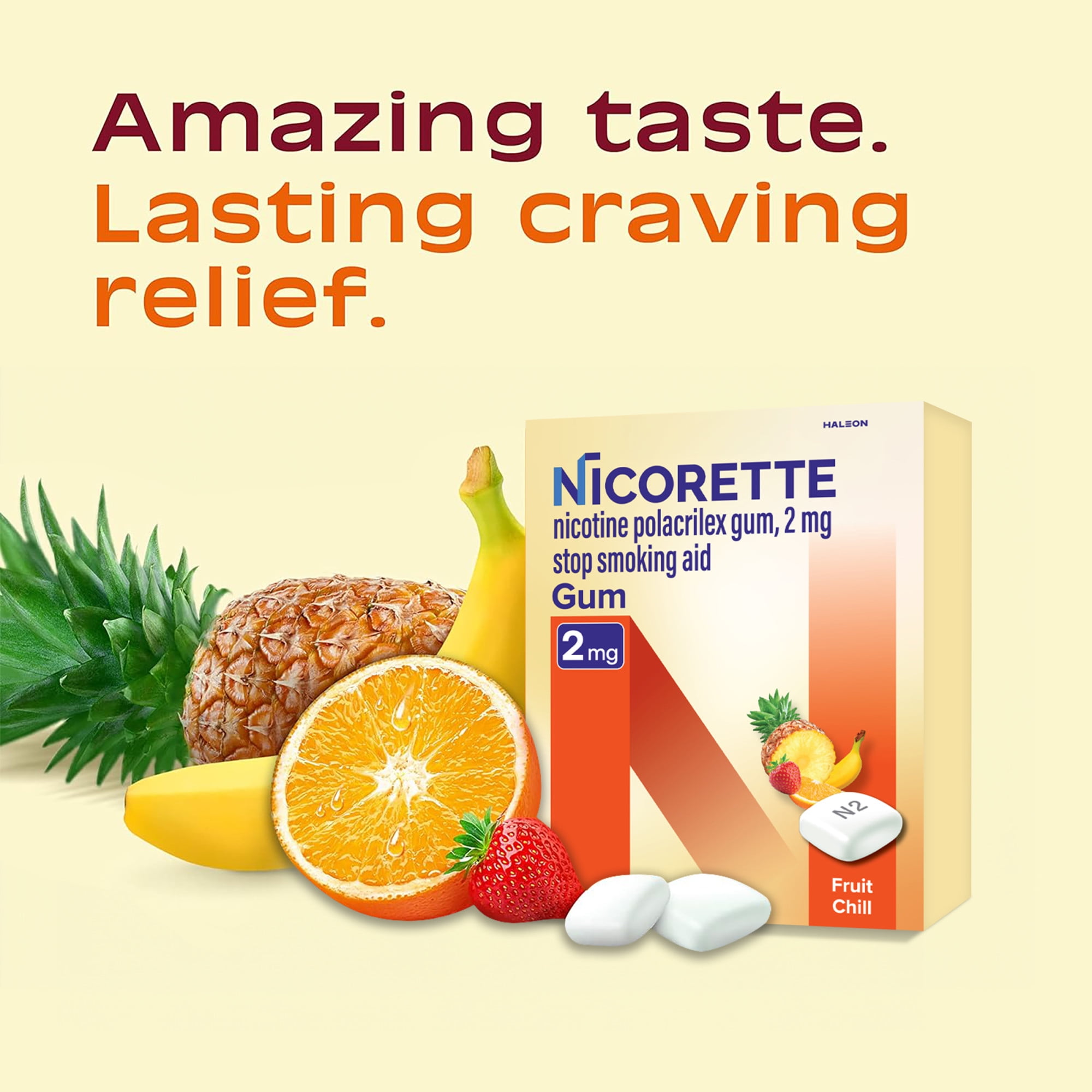 (2 pack) Nicorette Nicotine Gum, Stop Smoking Aids, 2 Mg, Fruit Chill, 160 Count