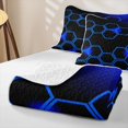 thumbnail image 4 of Erosebridal Futuristic Hexagon Twin Quilt Set for Boys Men, Neon Glow Print Twin Coverlet Set, Blue Black, 2-Piece, 4 of 7