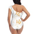 thumbnail image 5 of Picia Wheat Pattern Women's One Piece Swimsuits,One Shoulder Swimwear Asymmetric ,Ruffle Monokinis Bathing Suits,High Waisted Flattering Bathing Suits-X-Large, 5 of 8