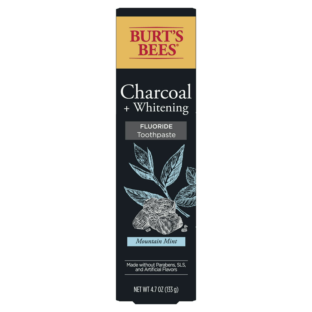 Burt’s Bees Toothpaste, Charcoal with Fluoride, Peppermint, 4.7 oz