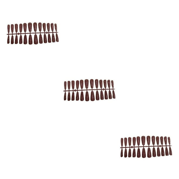 Seitruly 24 piezas de uñas postizas, polvo brillante, estilo ataúd, parche para uñas, puntas de uñas con purpurina artificial para el salón Type1 NO1