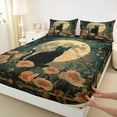 thumbnail image 3 of jejeloiu Black Cat Kitten Bed Sheets,Wild Plant Flower King Sheets,Bohemain Sun Moon Sheet Set,Lightweight Room Decor,4-Piece, 3 of 7