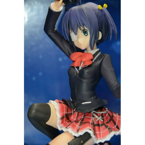 Love, Chunibyo & Other Delusions Takanashi Rikka (5.9in/15cm) 1:8scale Squatting Holding a pistol Replaceable face PVC boxed cartoon character model/s Home Car Desktop Decoration Gift Adult Kids