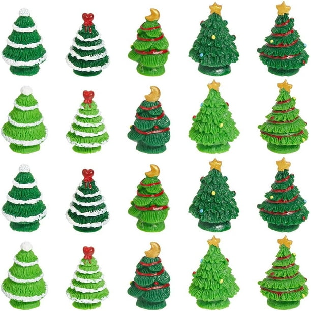 30 miniaturas navideñas de resina, mini árboles de Navidad, árbol de Navidad en miniatura, pequeño árbol de Navidad, paisaje, pequeñas figuras navideñas.