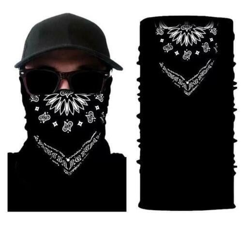 Boating,Headwear Details about   BLACK PAISLEY PROTECTION FACE MASK,NECK SCARF,Fishing 