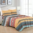 thumbnail image 2 of Chezmoi Collection Amara 3-Piece Boho Stripe Bed Sheet Set, Floral Colorful Bohemian Printed Brushed Microfiber Deep Pocket Sheets & Pillowcases, Twin, 2 of 10