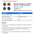 thumbnail image 2 of Wheel Hub Assembly Set - Compatible with 1987 - 1991 Chevy Beretta 1988 1989 1990, 2 of 2