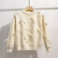 thumbnail image 2 of XXWXYD Girls Cute Bow Slouchy Pullover Sweater, Fall Winter Solid Loose Crewneck Long Sleeve Crochet Knitwear Going Out Top, 2 of 7