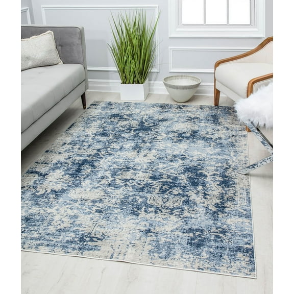 Rugs America Preston PS55A Monterey Blue Transitional Vintage Blue Area Rug, 2'6" x 4'