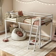 thumbnail image 3 of Furniture of America Two-Tone Kids Junior Metal Twin Loft Bed with Guardrails, White and Gold, 3 of 10