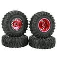 thumbnail image 2 of Pneu RC, Roue RC Largeur 1,8 Po Alliage d'Aluminium pour Crawler RC 1/10 Rouge, 2 of 8