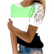 thumbnail image 2 of Fiudx Ofertas de La Semana Blusa de Encaje con Cuello Redondo y Manga Corta con Estampado para Mujer, 2 of 5