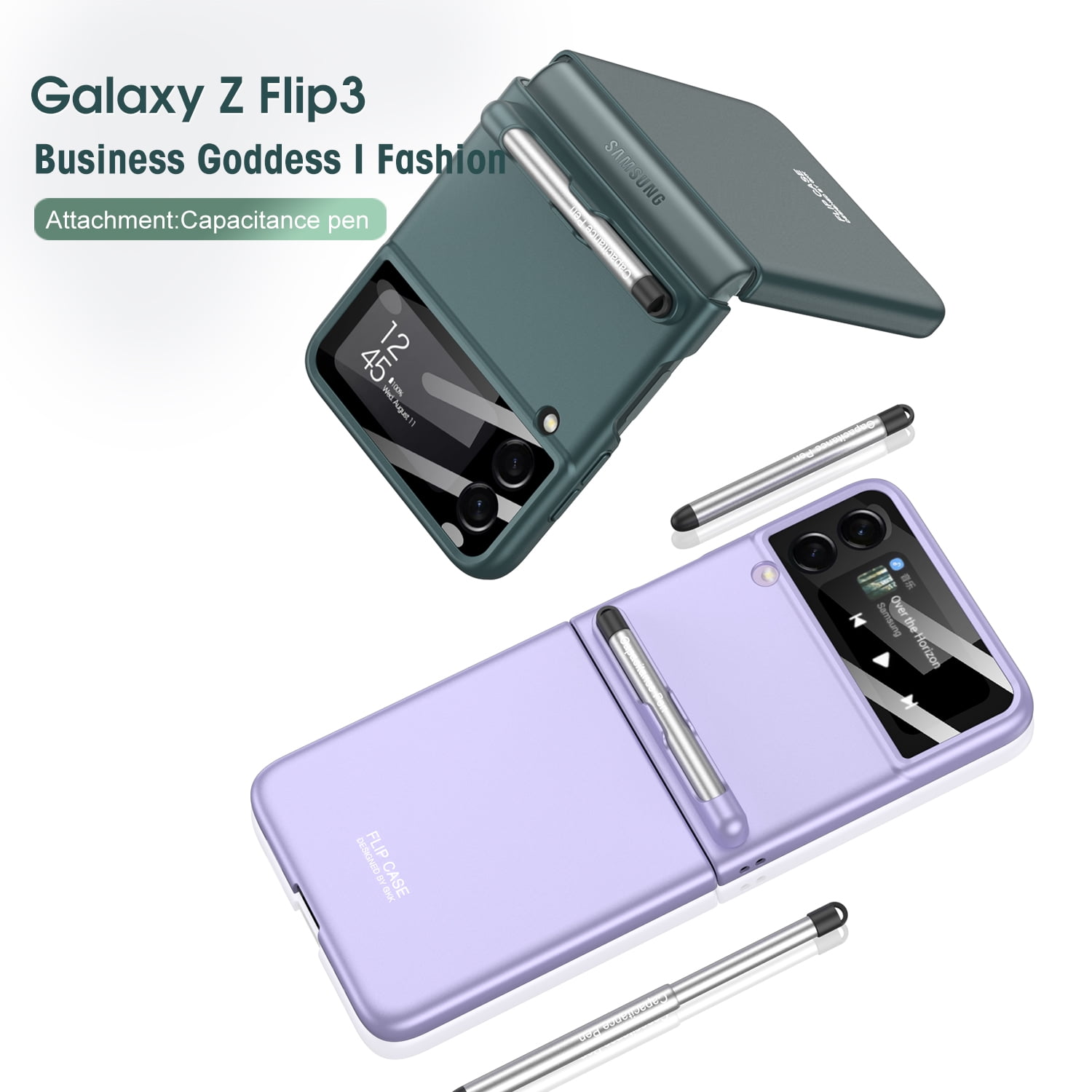 FODDOM Samsung Galaxy Z Flip 3 Case with Ring (Color: Purple)