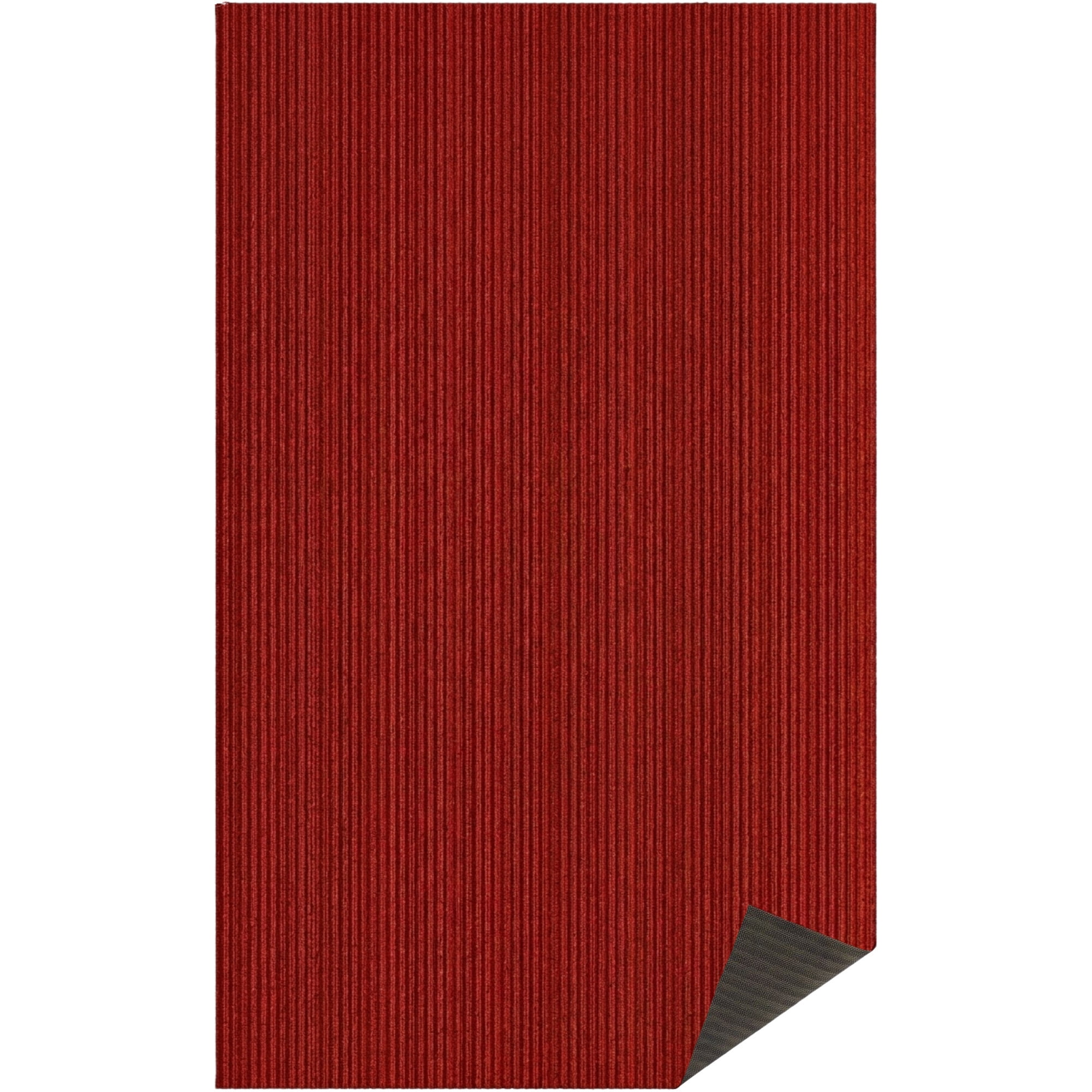 Ottomanson Non-Slip Hallway Runner Rug 6'6" x 50' Indoor/Outdoor Custom Size Utility Carpet for Garage, Red Ribbed