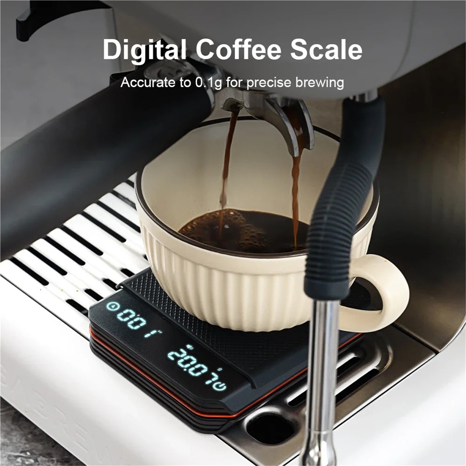 Portable Digital Coffee Scale 2kg/0.1g Precision LED Kitchen Scale For Hand Pour Coffee ,Easy to Operate