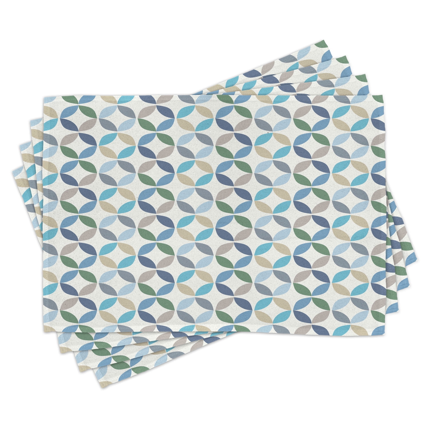 Geometric Circle Placemats Set of 4 Pastel Color Effects Oval Point Old