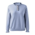 thumbnail image 3 of Autumn And Winter Women's Knitting New Casual Long Sleeve Button Ruffle Pullover Sweater Cute Sweaters Womens Sweaters Womens Petite Sweaters Pullovers Women Men's Quarter Zip Sweaters Womens Sweaters, 3 of 4
