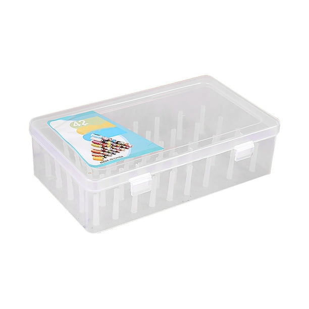 Caja de hilo de coser Advancent 42 carretes organizador a prueba de polvo rosa azul transparente
