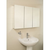 Croydex Kennett Triple Door Large Tri-View Aluminium Medicine Cabinet in Silver (36x26in)