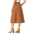 thumbnail image 3 of Unique Bargains Women's Solid Color Peasant Elastic Waist Ruffle Midi Skirt, 3 of 8