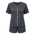 thumbnail image 6 of Diufon Button Down Pajamas Women 2 Piece Casual Short Sleeve V Neck Home & Sleepwear Pjs Summer Short sets, 6 of 6