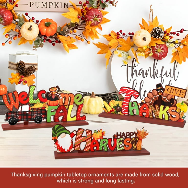 Cartello Decorativo In Legno Happy Thanksgiving – 30x13 Cm Con Corda, Zucca E Tacchino, Per Decorazioni Autunnali Di Portico, Ingresso E Casa - 4