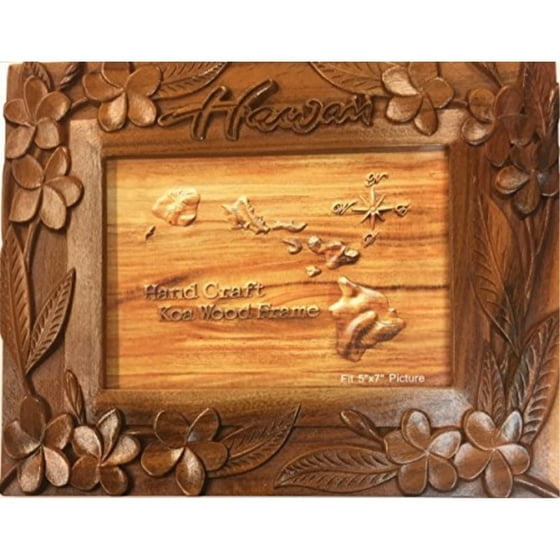 Koa Wood Handcrafted 5 X7 Picture Frame Plumeria Hawaii Sate Koa Wood Handcrafted 5 X7 Picture Frame Plumeria Hawaii Sate Flower Com