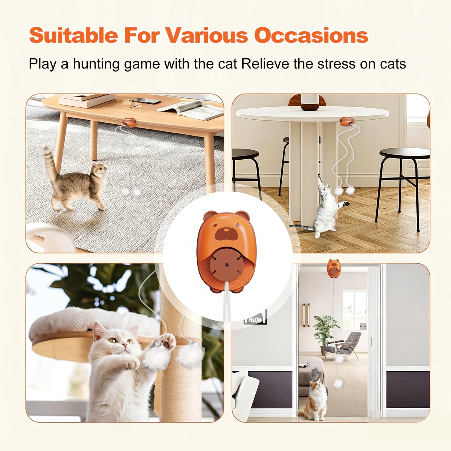 JDMEOPD Interactive Cat Toys for Indoor Cats,Automatic Hanging Electric Cat Teaser Irregular Jumping,USB Rechargeable Durable Safe Hanging Toy for Bored Multi Cats Households